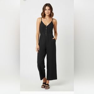 Zara Black Lyocell Halter Jumpsuit Wide Leg Party Club S NWT